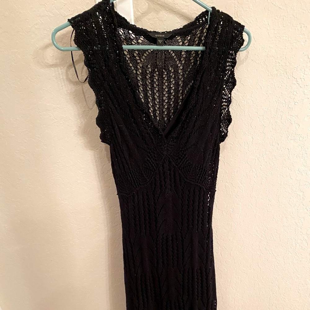 Guess, Size M, black knit dress, form fitting.  Includes slip under knit.  Sexy